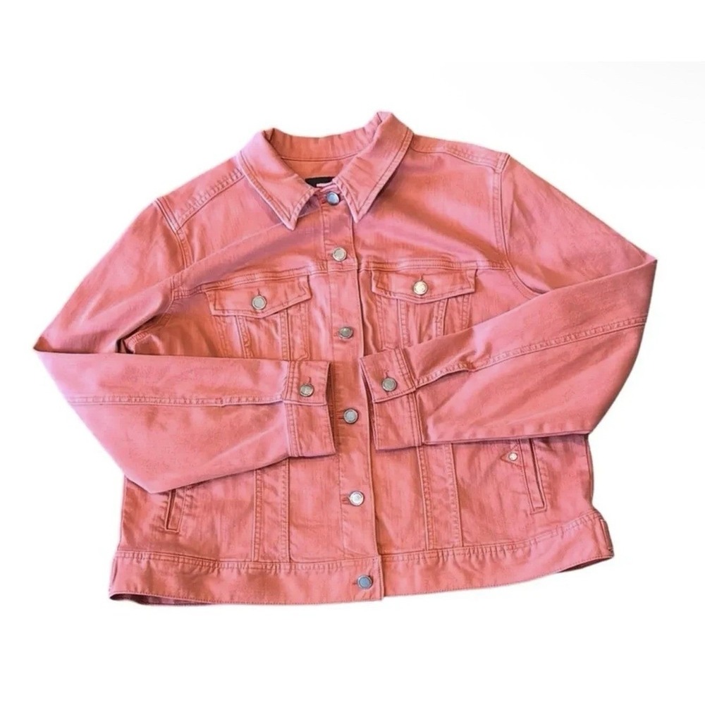 Liverpool Los Angeles Women's Denim Jacket XL Red Trucker Classic Casual Coral
